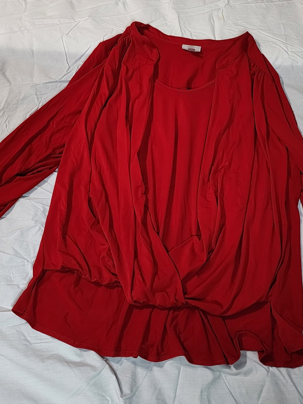Roz & Ali Red Draped Pullover Blouse Size 3X